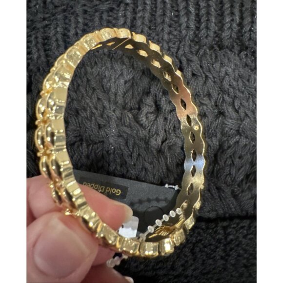 Columbia Stacked Bracelet Jewelry Goldtone Wide Chain Link Cuff Bangle NEW - Picture 8 of 11